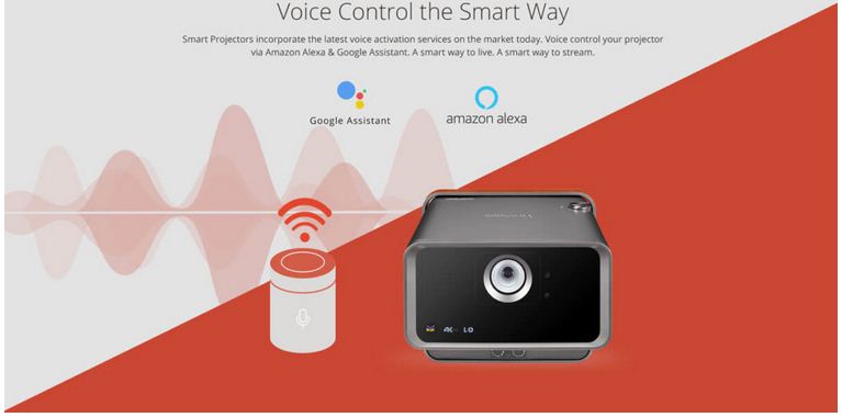 مزیت پروژکتور هوشمند: Google Assistant و Amazon Alexa Voice Control