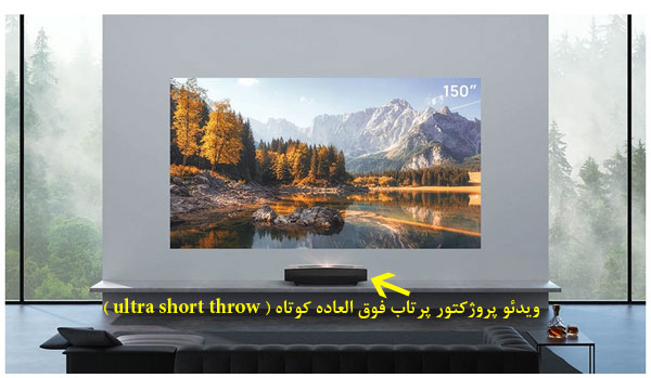 نصب ویدئو پروژکتور پرتاب کوتاه short throw در فاصله نزدیک